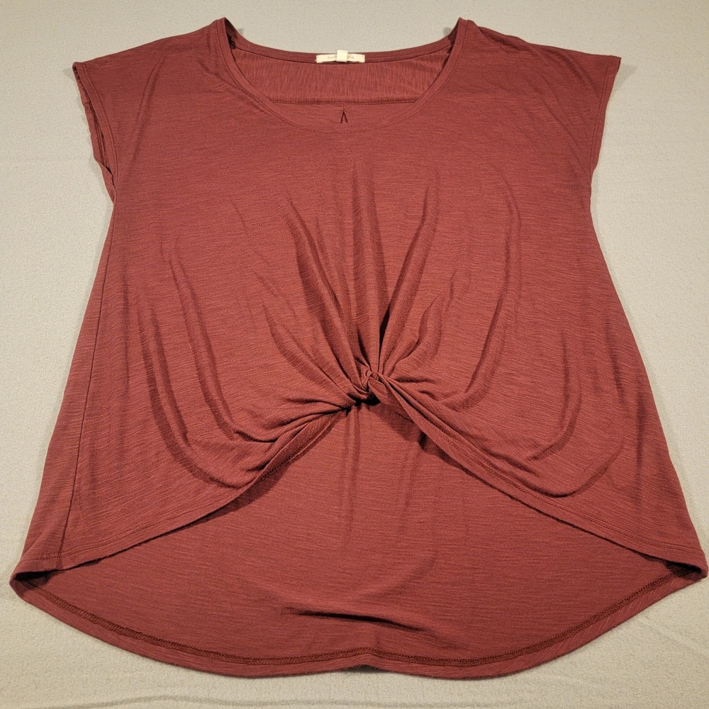 Anthropologie Pure + Good Blouse Womens Knot Front Cap Sleeve Top Size Large‎